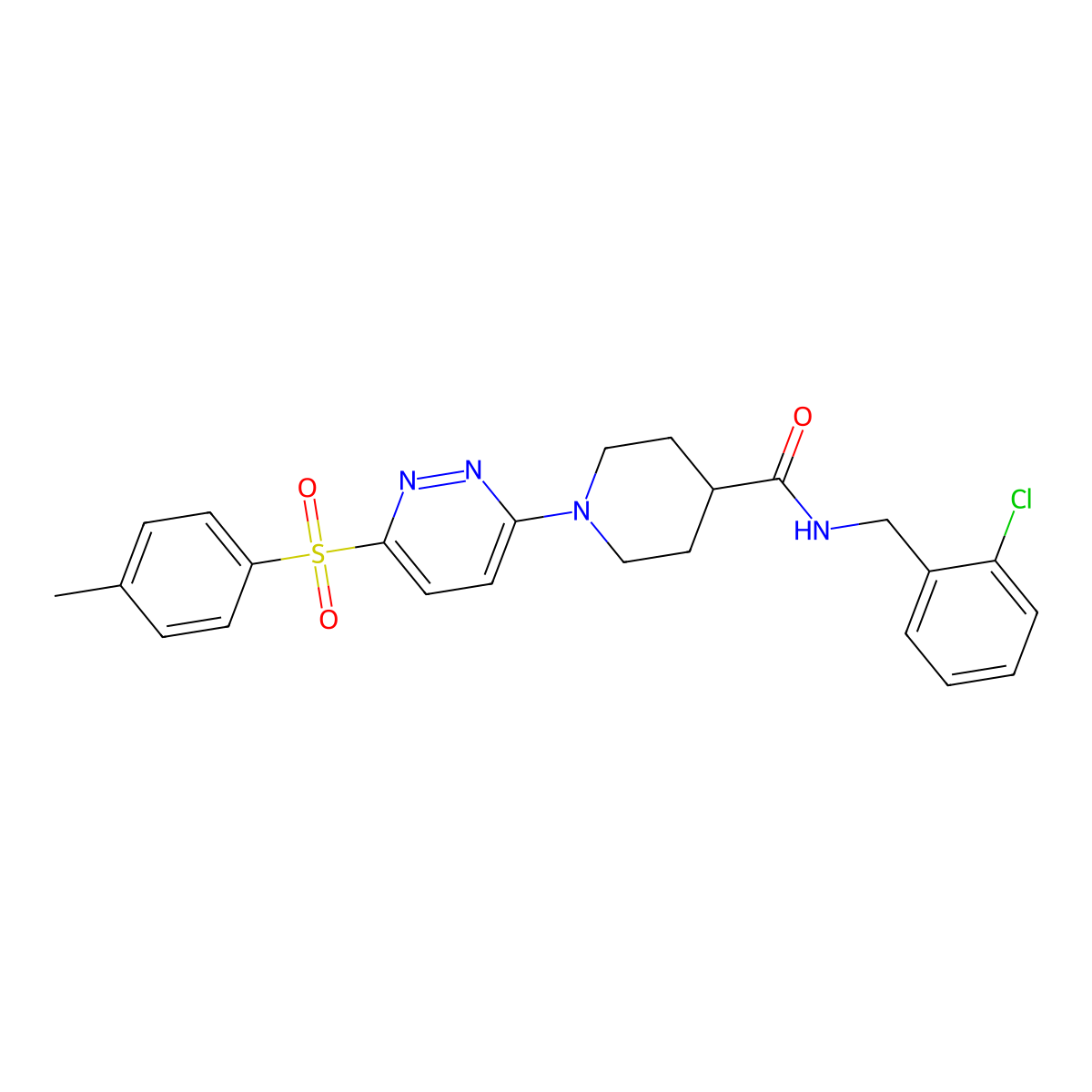 N-(2-chlorobenzyl)-1-(6-tosylpyridazin-3-yl)piperidine-4-carboxamide molecular structure, CAS 1021260-25-2
