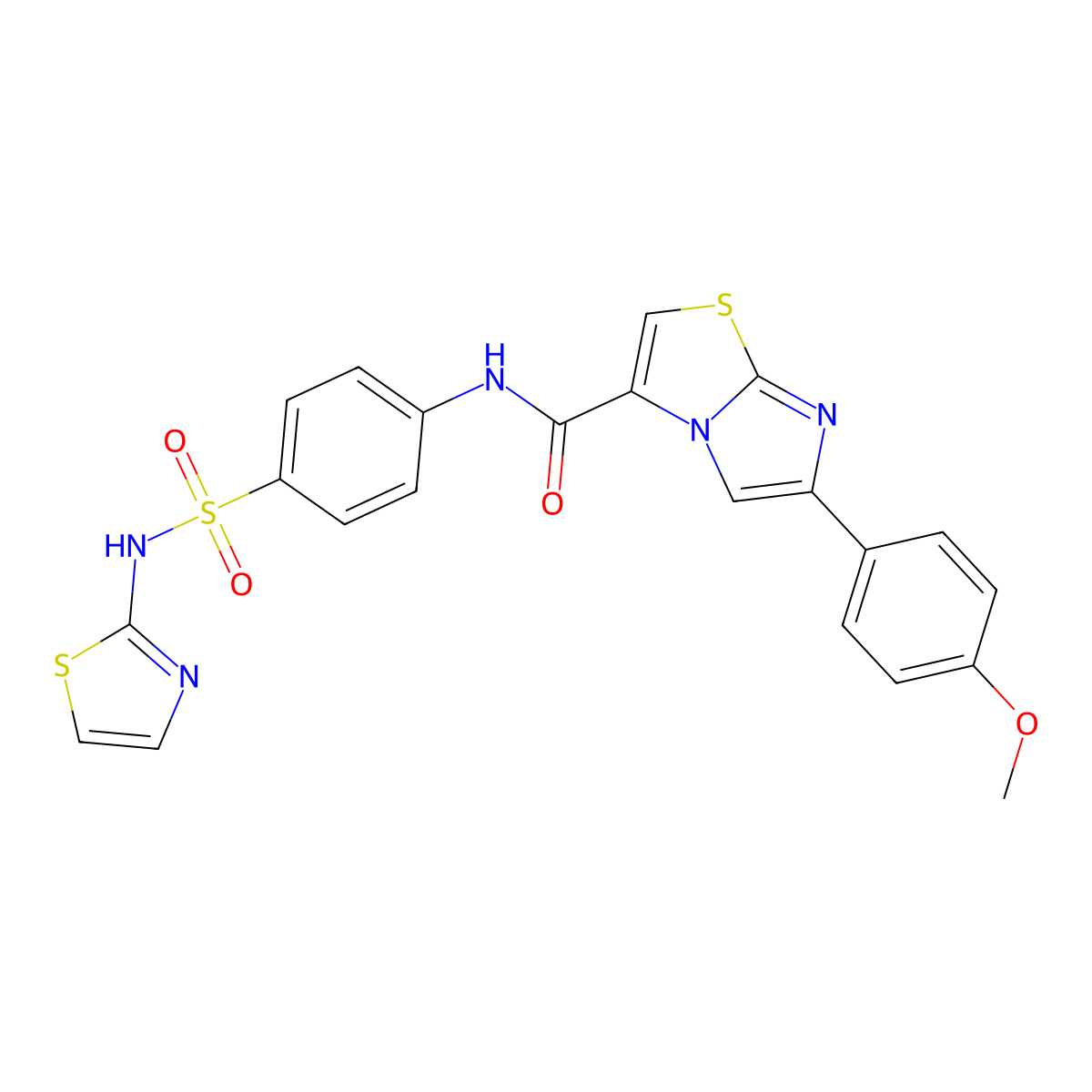 6-(4-methoxyphenyl)-N-(4-(N-(thiazol-2-yl)sulfamoyl)phenyl)imidazo[2,1-b]thiazole-3-carboxamide molecular structure, CAS 1021260-26-3