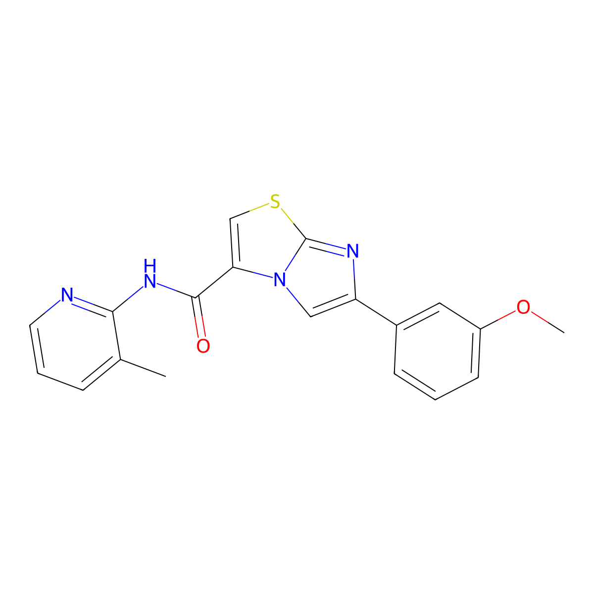 6-(3-methoxyphenyl)-N-(3-methylpyridin-2-yl)imidazo[2,1-b]thiazole-3-carboxamide molecular structure, CAS 1021260-30-9