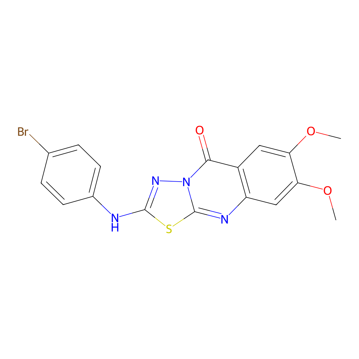 2-[(4-bromophenyl)amino]-7,8-dimethoxy-5H-[1,3,4]thiadiazolo[2,3-b]quinazolin-5-one molecular structure, CAS 1021260-31-0