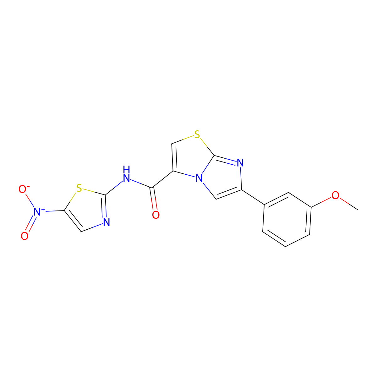 6-(3-methoxyphenyl)-N-(5-nitrothiazol-2-yl)imidazo[2,1-b]thiazole-3-carboxamide molecular structure, CAS 1021260-32-1