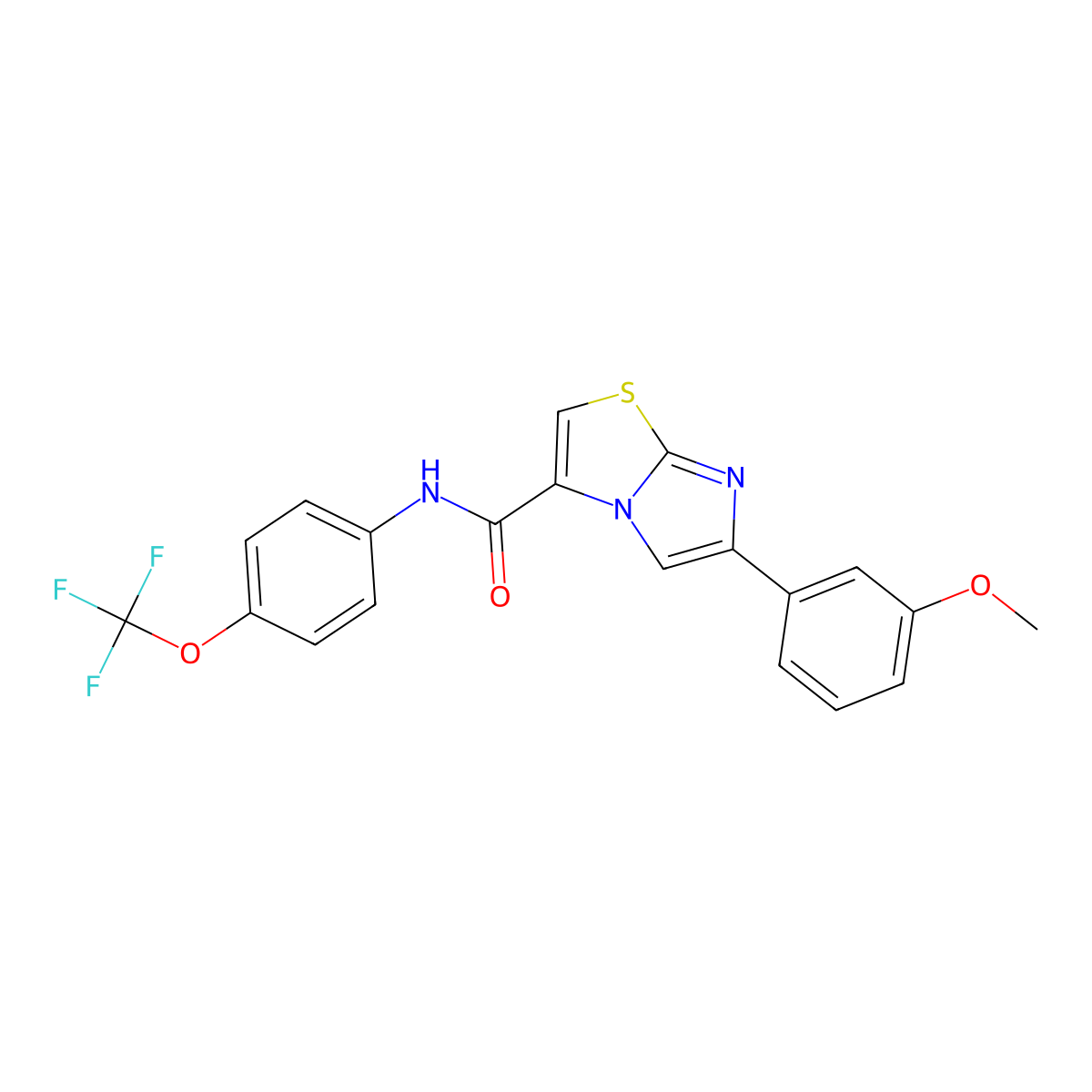 6-(3-methoxyphenyl)-N-(4-(trifluoromethoxy)phenyl)imidazo[2,1-b]thiazole-3-carboxamide molecular structure, CAS 1021260-35-4