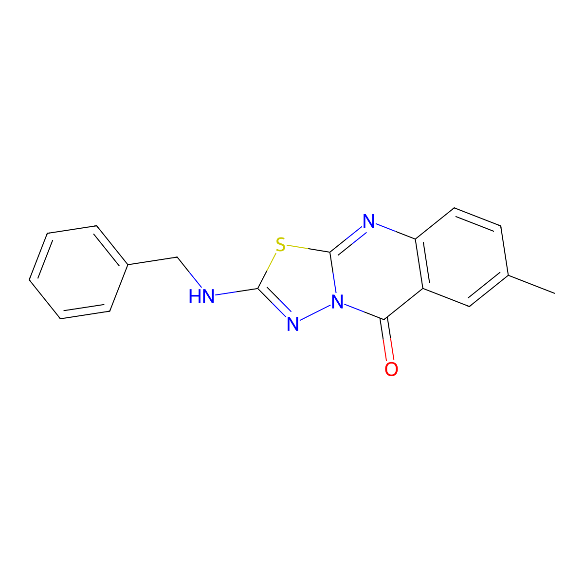 2-(benzylamino)-7-methyl-5H-[1,3,4]thiadiazolo[2,3-b]quinazolin-5-one molecular structure, CAS 1021260-36-5