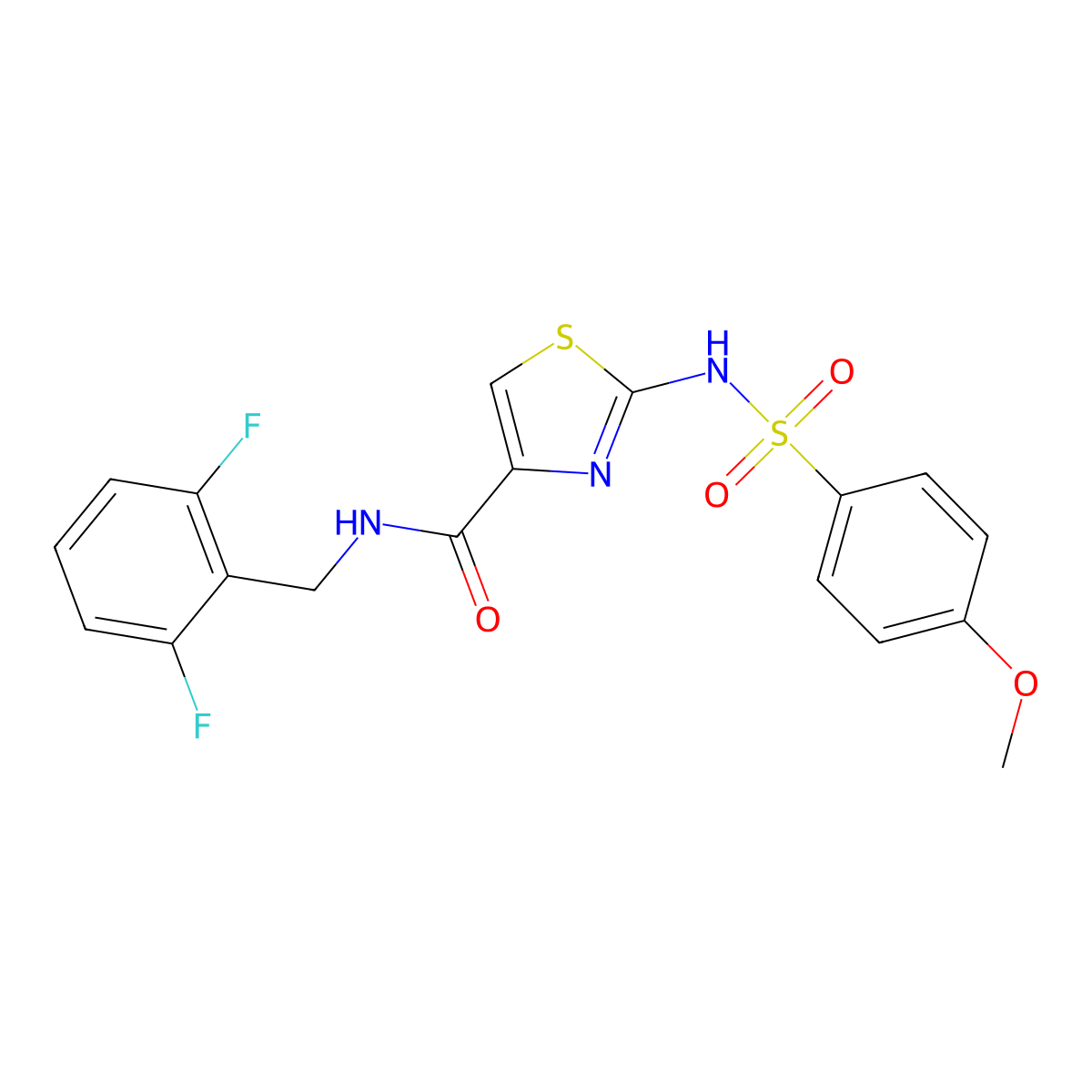 N-[(2,6-difluorophenyl)methyl]-2-(4-methoxybenzenesulfonamido)-1,3-thiazole-4-carboxamide molecular structure, CAS 1021260-37-6