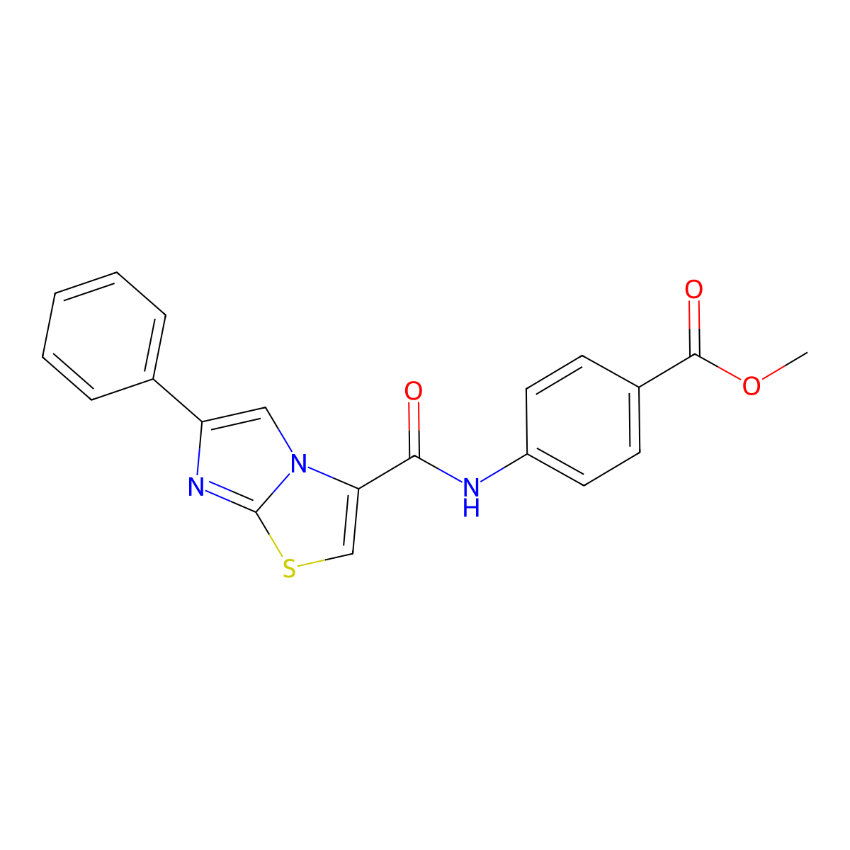Methyl 4-(6-phenylimidazo[2,1-b]thiazole-3-carboxamido)benzoate molecular structure, CAS 1021260-38-7