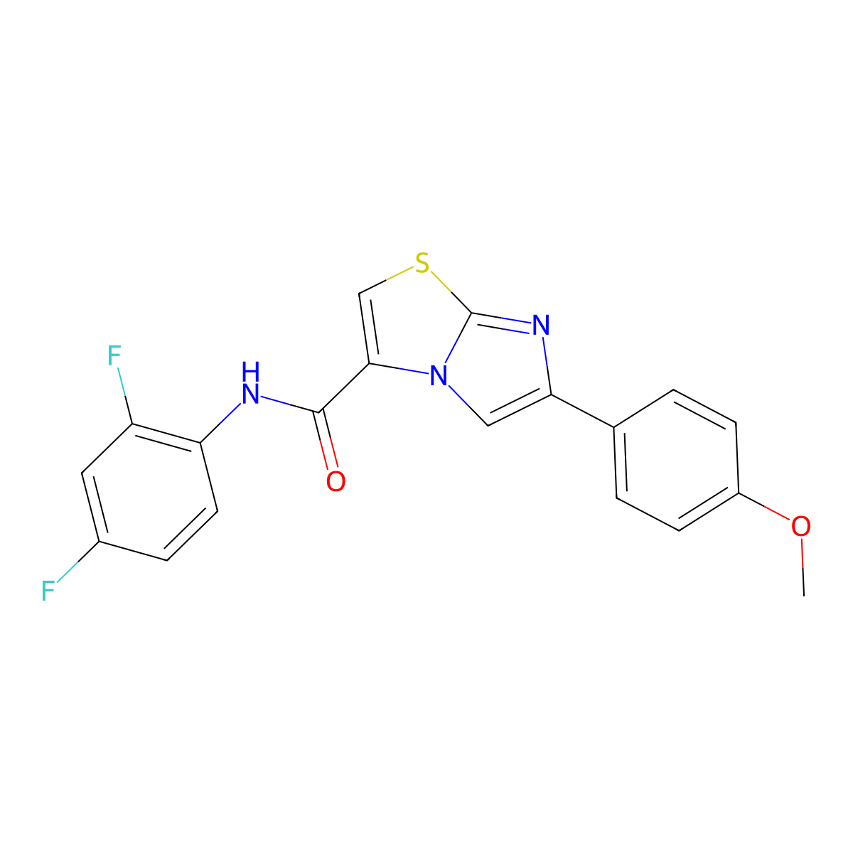 N-(2,4-difluorophenyl)-6-(4-methoxyphenyl)imidazo[2,1-b]thiazole-3-carboxamide molecular structure, CAS 1021260-40-1