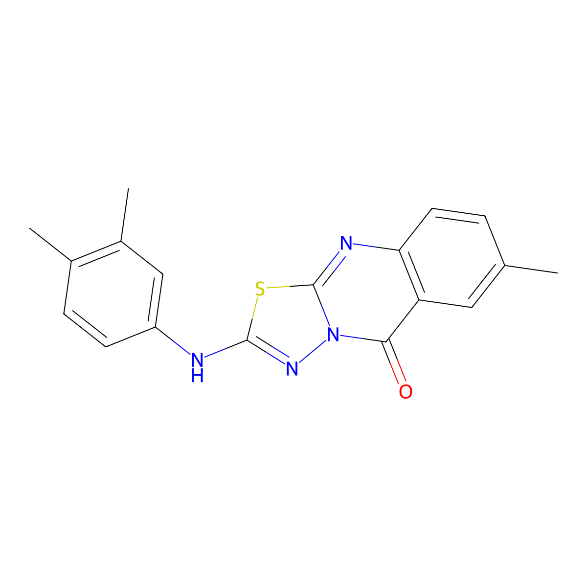 2-[(3,4-dimethylphenyl)amino]-7-methyl-5H-[1,3,4]thiadiazolo[2,3-b]quinazolin-5-one molecular structure, CAS 1021260-41-2