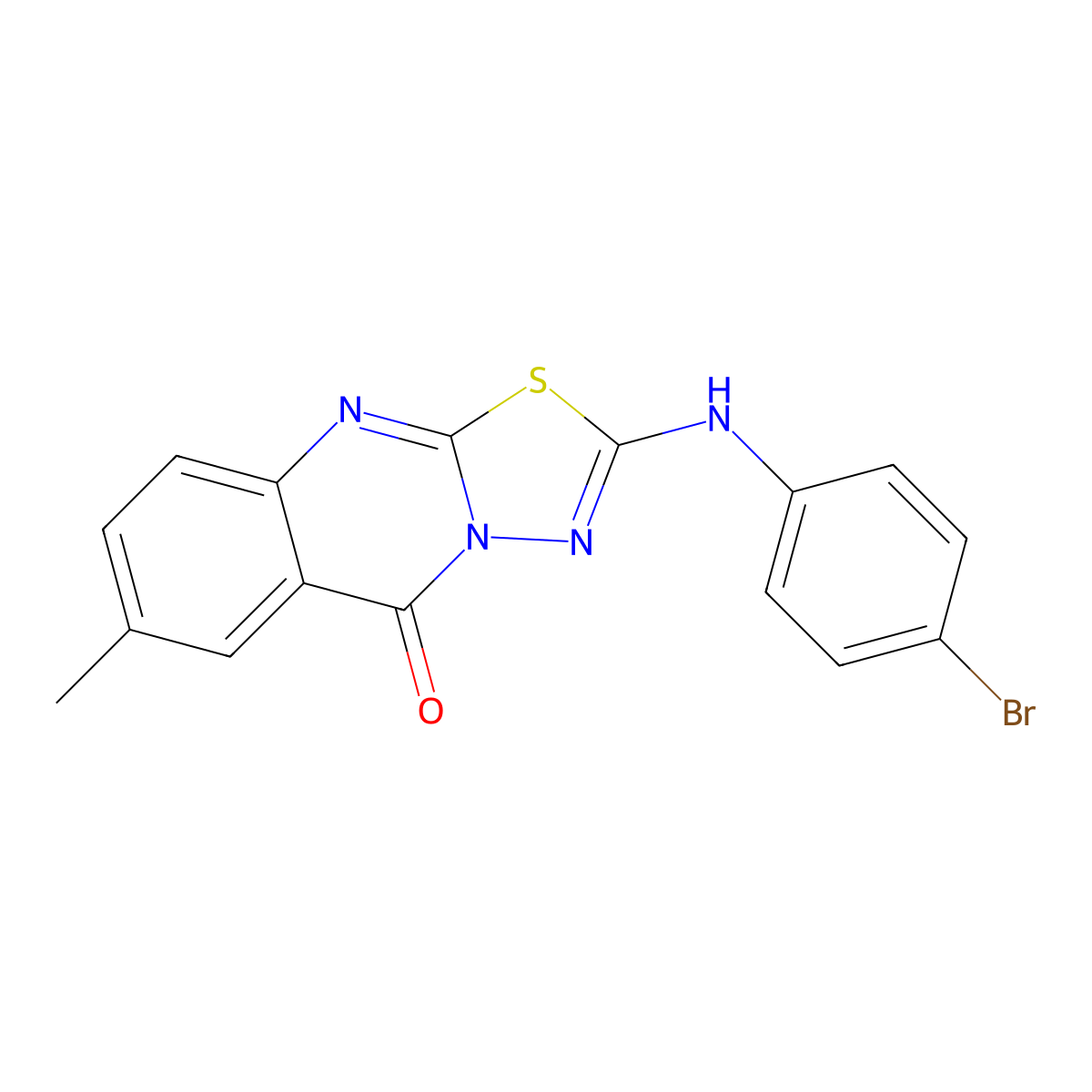 2-[(4-bromophenyl)amino]-7-methyl-5H-[1,3,4]thiadiazolo[2,3-b]quinazolin-5-one molecular structure, CAS 1021260-45-6
