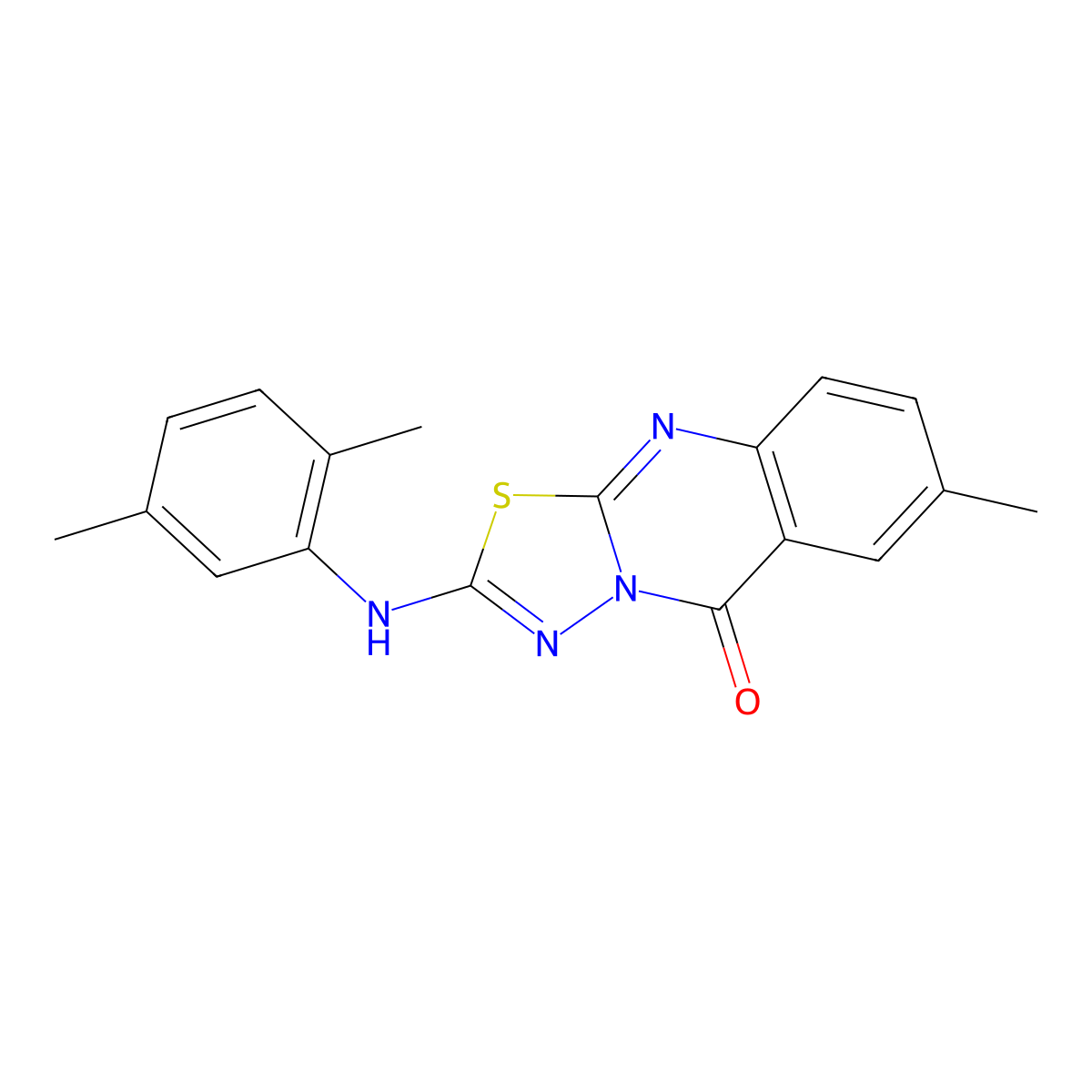 2-[(2,5-dimethylphenyl)amino]-7-methyl-5H-[1,3,4]thiadiazolo[2,3-b]quinazolin-5-one molecular structure, CAS 1021260-46-7
