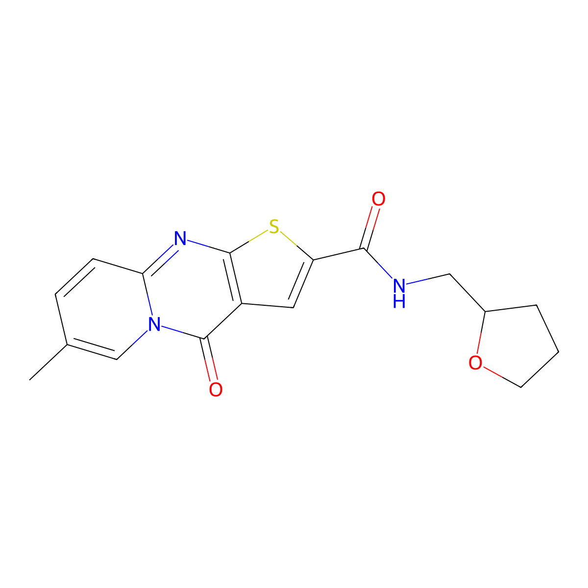 7-methyl-4-oxo-N-((tetrahydrofuran-2-yl)methyl)-4H-pyrido[1,2-a]thieno[2,3-d]pyrimidine-2-carboxamide molecular structure, CAS 1021260-49-0