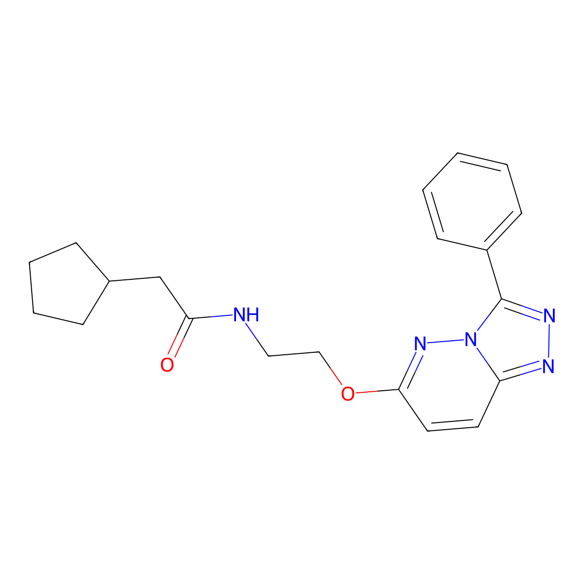 2-cyclopentyl-N-[2-({3-phenyl-[1,2,4]triazolo[4,3-b]pyridazin-6-yl}oxy)ethyl]acetamide molecular structure, CAS 1021260-50-3
