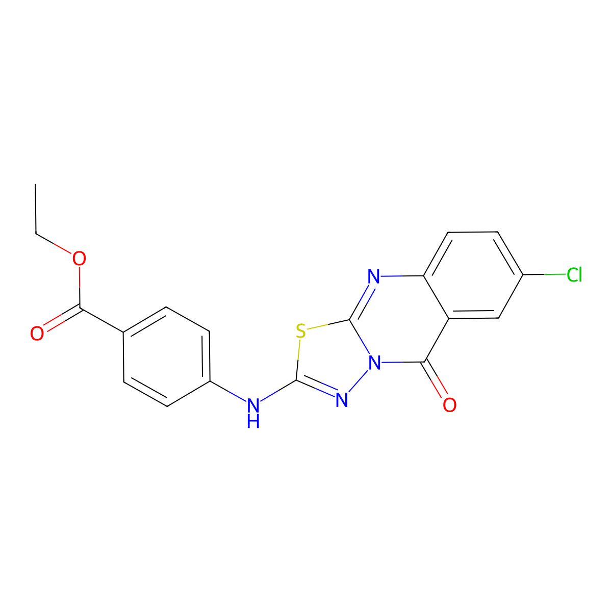 ethyl 4-((7-chloro-5-oxo-5H-[1,3,4]thiadiazolo[2,3-b]quinazolin-2-yl)amino)benzoate molecular structure, CAS 1021260-55-8