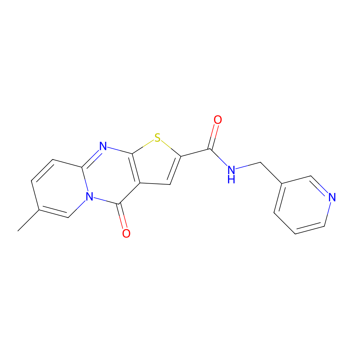7-methyl-4-oxo-N-(pyridin-3-ylmethyl)-4H-pyrido[1,2-a]thieno[2,3-d]pyrimidine-2-carboxamide molecular structure, CAS 1021260-56-9