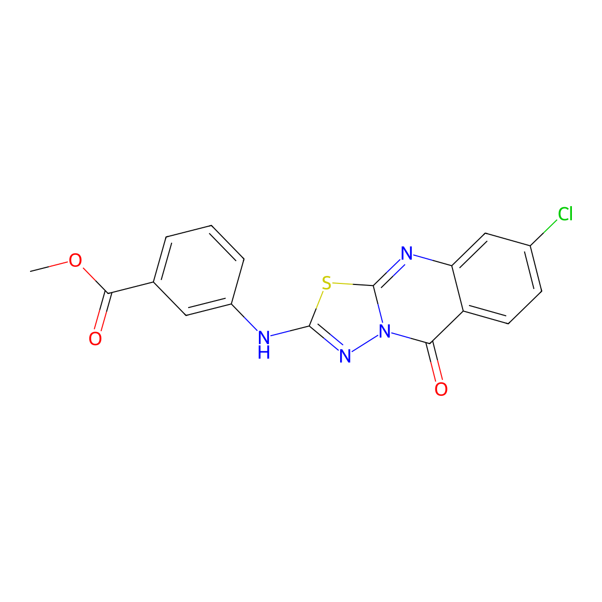 methyl 3-((8-chloro-5-oxo-5H-[1,3,4]thiadiazolo[2,3-b]quinazolin-2-yl)amino)benzoate molecular structure, CAS 1021260-60-5