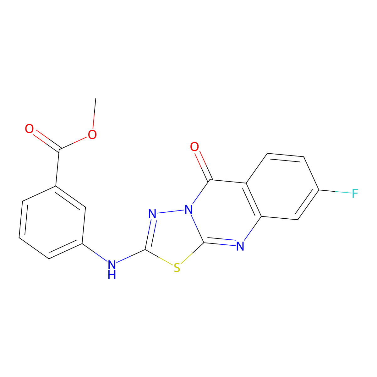 methyl 3-({8-fluoro-5-oxo-5H-[1,3,4]thiadiazolo[2,3-b]quinazolin-2-yl}amino)benzoate molecular structure, CAS 1021260-62-7