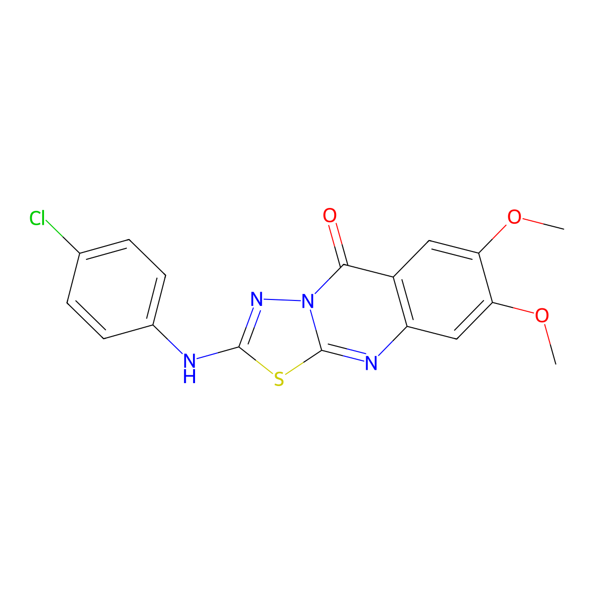 2-[(4-chlorophenyl)amino]-7,8-dimethoxy-5H-[1,3,4]thiadiazolo[2,3-b]quinazolin-5-one molecular structure, CAS 1021260-67-2