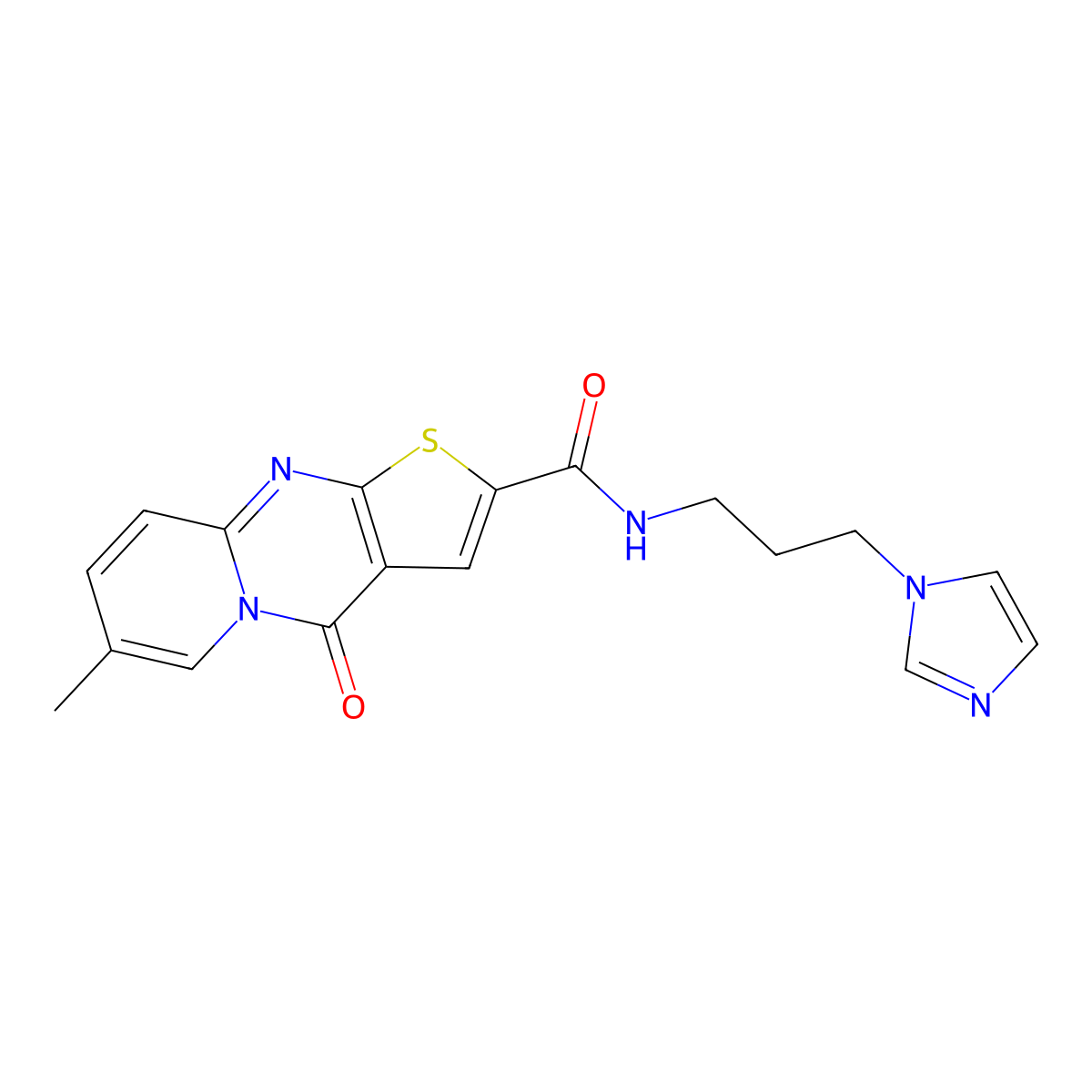 N-[3-(1H-imidazol-1-yl)propyl]-12-methyl-2-oxo-6-thia-1,8-diazatricyclo[7.4.0.0^{3,7}]trideca-3(7),4,8,10,12-pentaene-5-carboxamide molecular structure, CAS 1021260-68-3