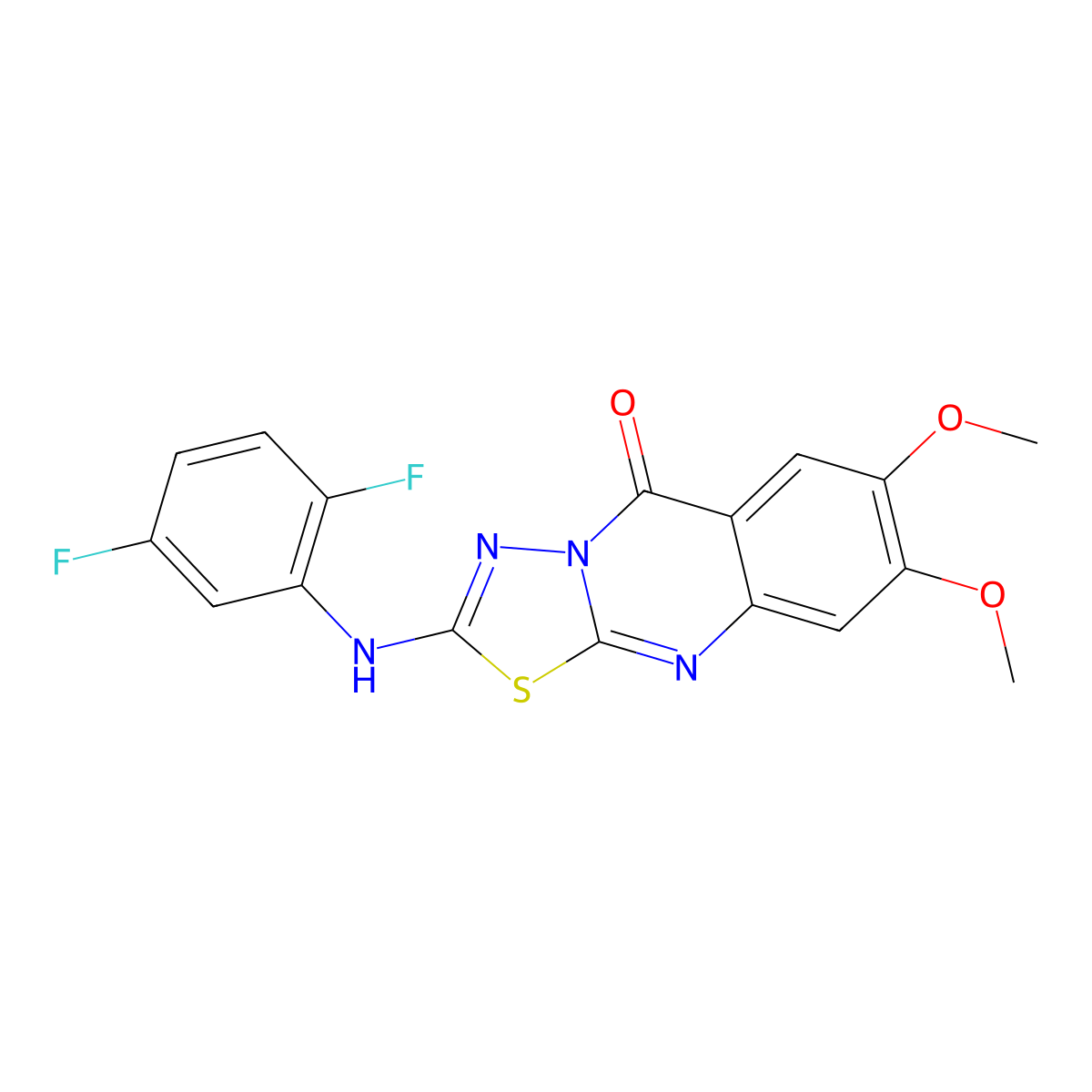 2-[(2,5-difluorophenyl)amino]-7,8-dimethoxy-5H-[1,3,4]thiadiazolo[2,3-b]quinazolin-5-one molecular structure, CAS 1021260-69-4