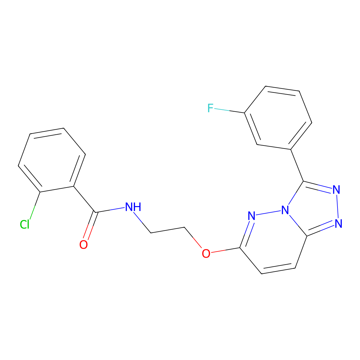 2-chloro-N-(2-{[3-(3-fluorophenyl)-[1,2,4]triazolo[4,3-b]pyridazin-6-yl]oxy}ethyl)benzamide molecular structure, CAS 1021260-77-4