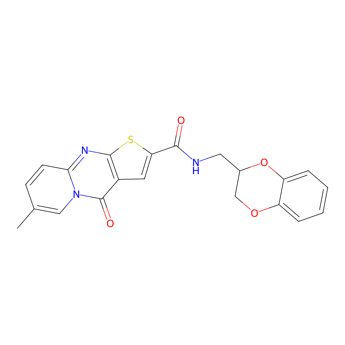 N-((2,3-dihydrobenzo[b][1,4]dioxin-2-yl)methyl)-7-methyl-4-oxo-4H-pyrido[1,2-a]thieno[2,3-d]pyrimidine-2-carboxamide molecular structure, CAS 1021260-79-6