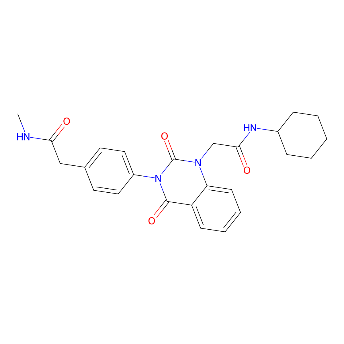 2-(4-{1-[(cyclohexylcarbamoyl)methyl]-2,4-dioxo-1,2,3,4-tetrahydroquinazolin-3-yl}phenyl)-N-methylacetamide molecular structure, CAS 1021260-86-5
