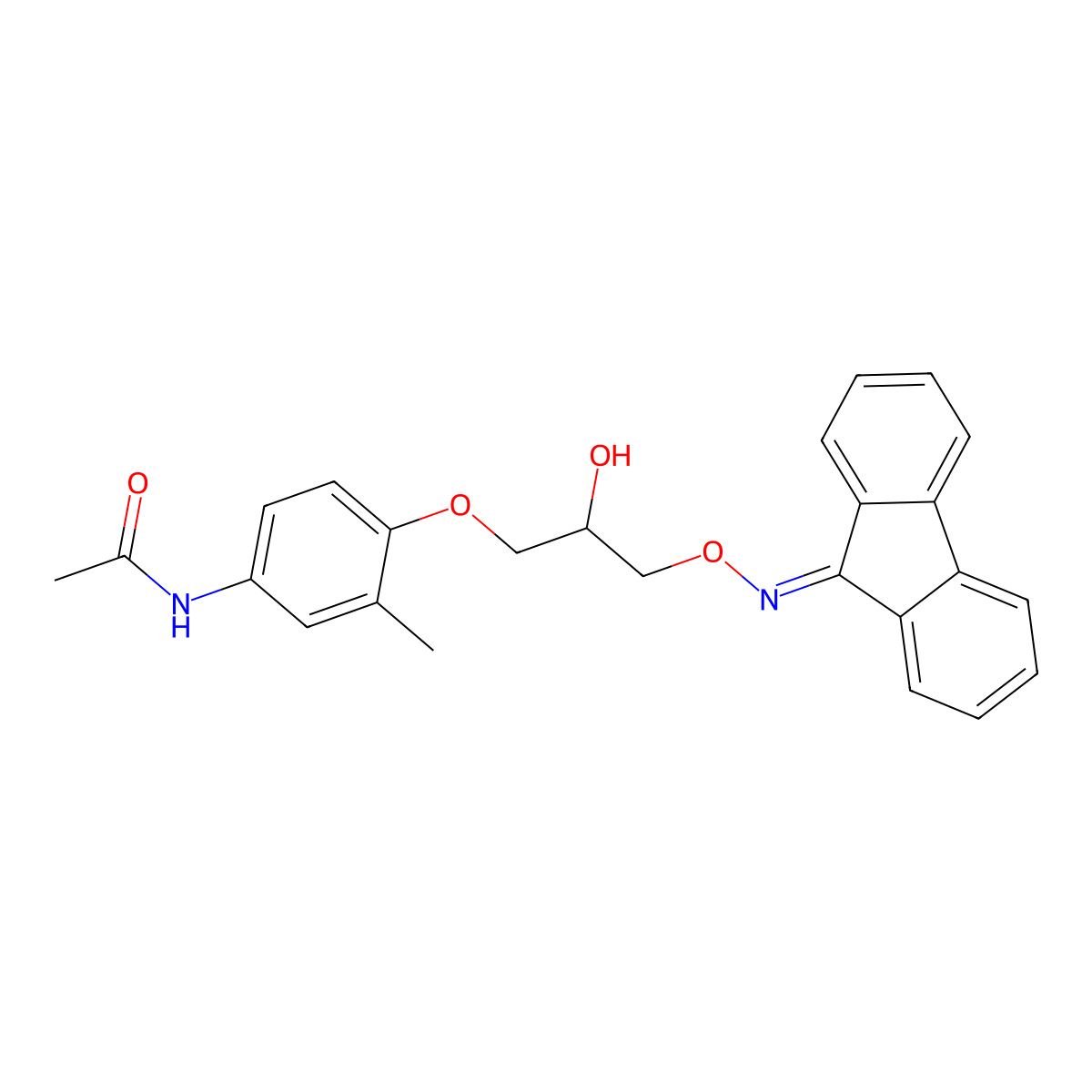 N-(4-(3-(((9H-fluoren-9-ylidene)amino)oxy)-2-hydroxypropoxy)-3-methylphenyl)acetamide molecular structure, CAS 1021260-87-6