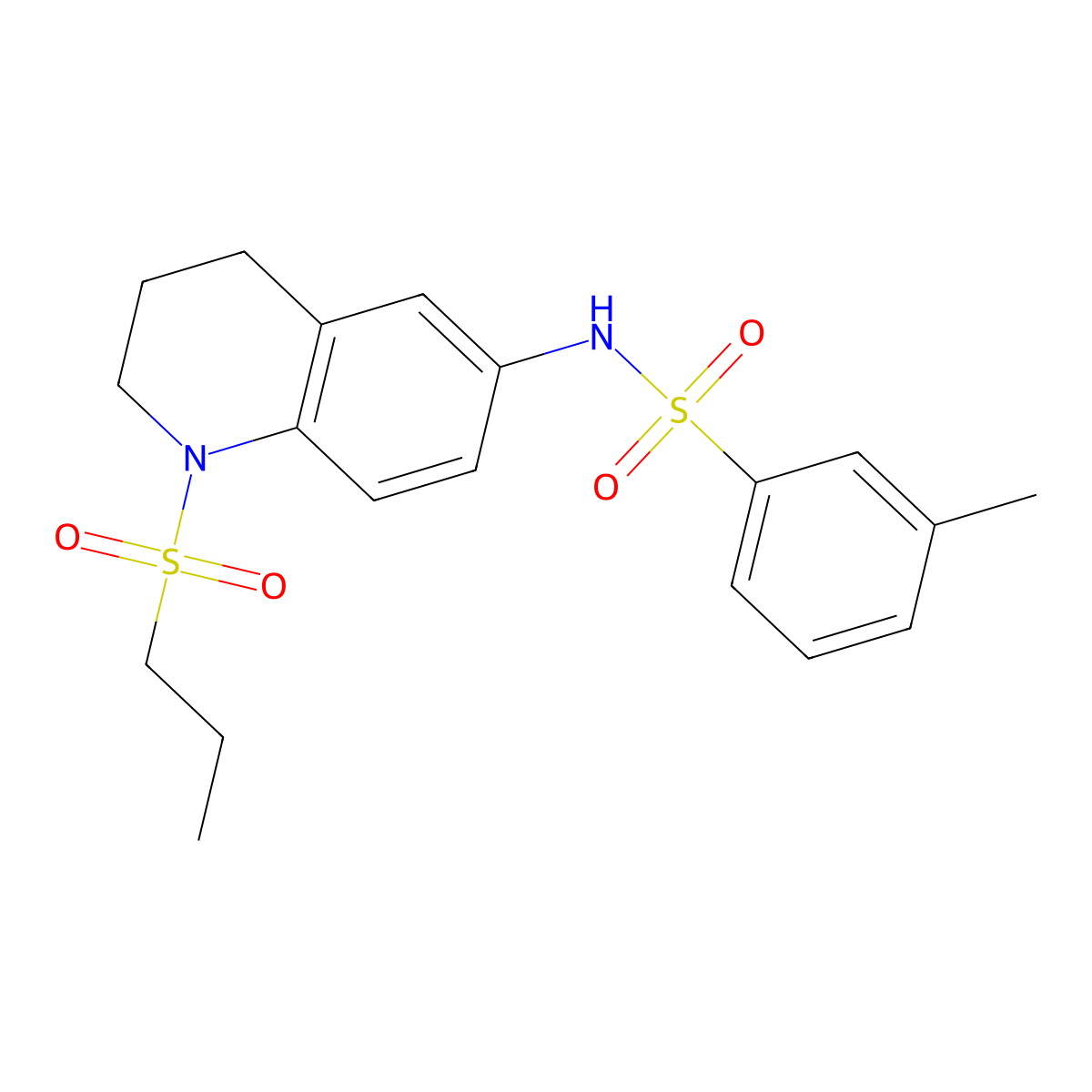 3-methyl-N-[1-(propane-1-sulfonyl)-1,2,3,4-tetrahydroquinolin-6-yl]benzene-1-sulfonamide molecular structure, CAS 1021260-99-0