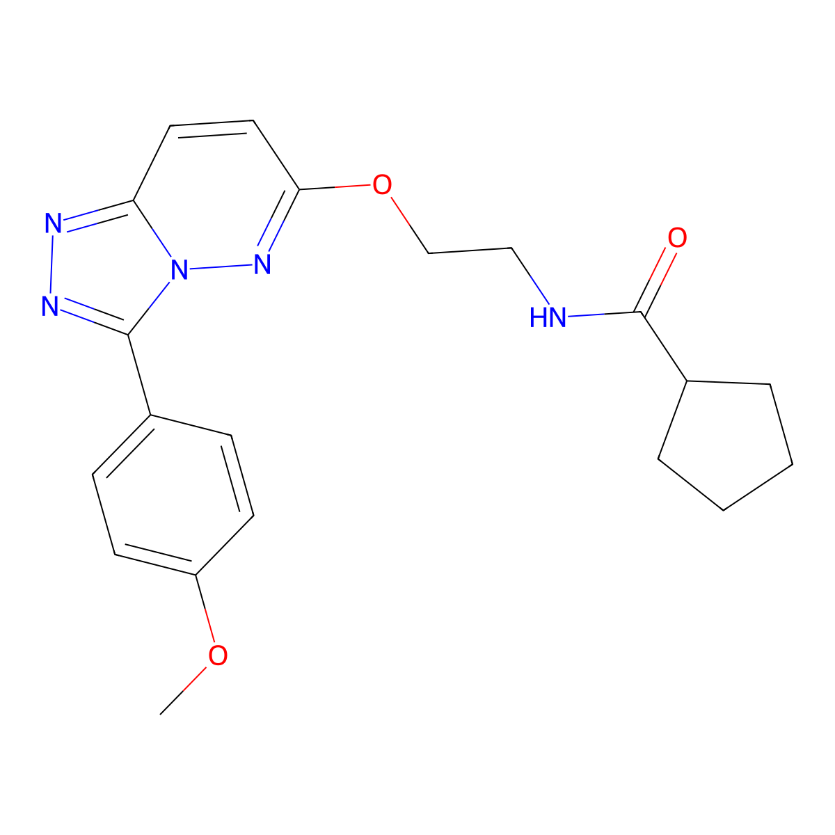 N-(2-{[3-(4-methoxyphenyl)-[1,2,4]triazolo[4,3-b]pyridazin-6-yl]oxy}ethyl)cyclopentanecarboxamide molecular structure, CAS 1021261-04-0
