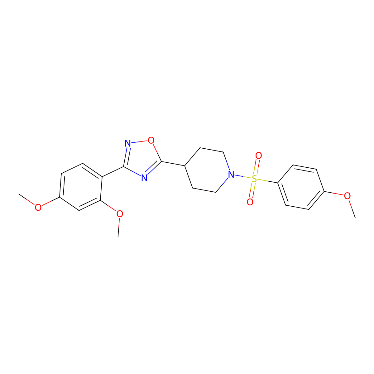 4-[3-(2,4-Dimethoxyphenyl)-1,2,4-oxadiazol-5-yl]-1-(4-methoxybenzenesulfonyl)piperidine molecular structure, CAS 1021261-16-4