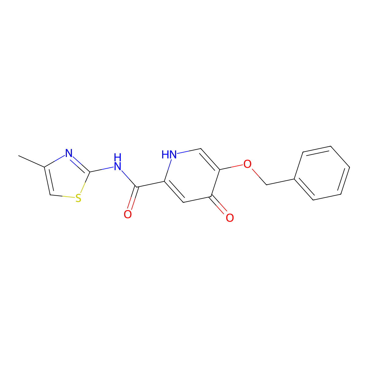 5-(benzyloxy)-N-(4-methylthiazol-2-yl)-4-oxo-1,4-dihydropyridine-2-carboxamide molecular structure, CAS 1021261-25-5