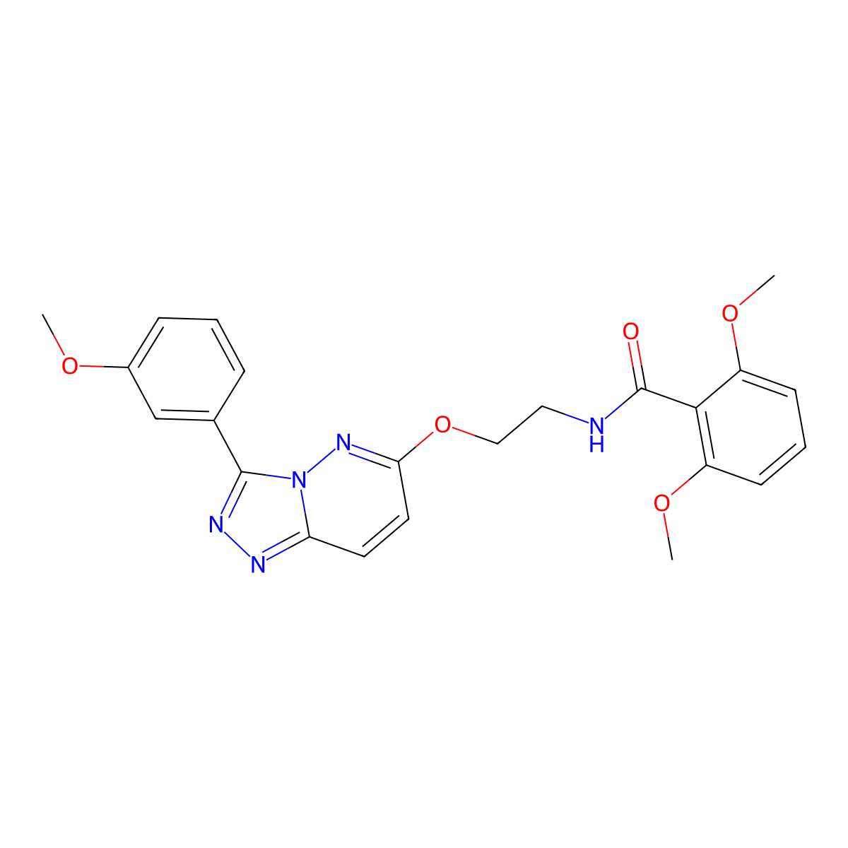 2,6-dimethoxy-N-(2-((3-(3-methoxyphenyl)-[1,2,4]triazolo[4,3-b]pyridazin-6-yl)oxy)ethyl)benzamide molecular structure, CAS 1021261-32-4