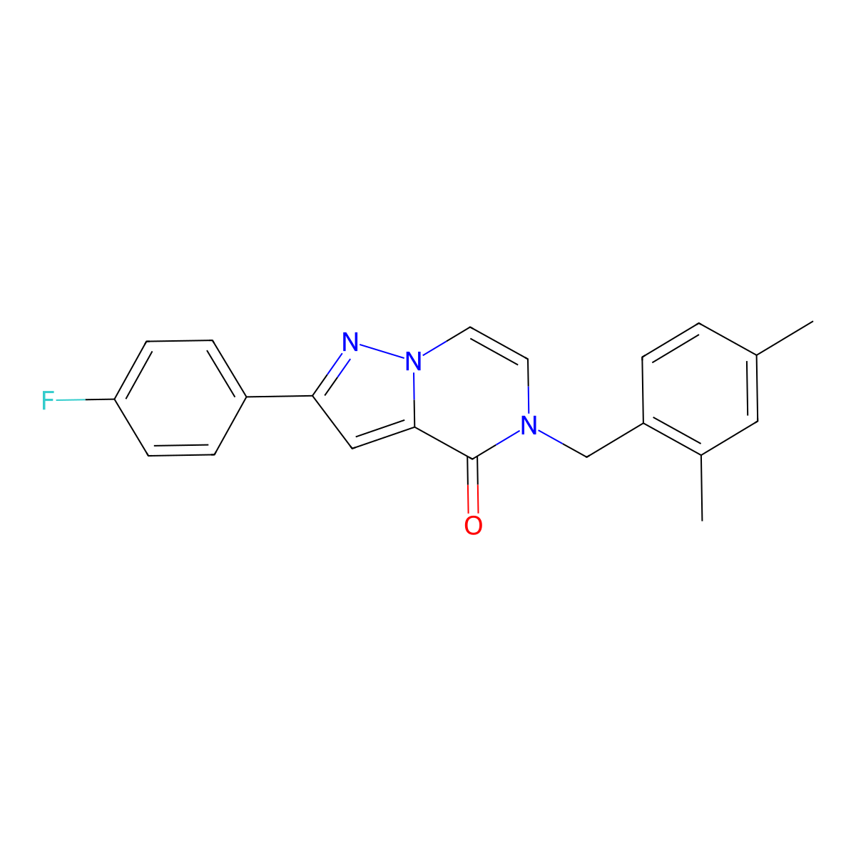 5-[(2,4-dimethylphenyl)methyl]-2-(4-fluorophenyl)-4H,5H-pyrazolo[1,5-a]pyrazin-4-one molecular structure, CAS 1021261-34-6
