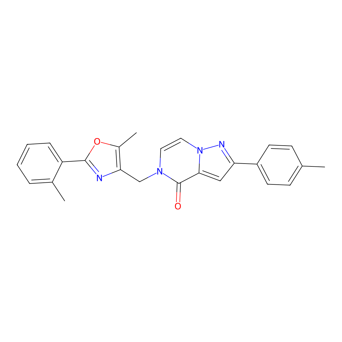 5-{[5-methyl-2-(2-methylphenyl)-1,3-oxazol-4-yl]methyl}-2-(4-methylphenyl)-4H,5H-pyrazolo[1,5-a]pyrazin-4-one molecular structure, CAS 1021261-42-6
