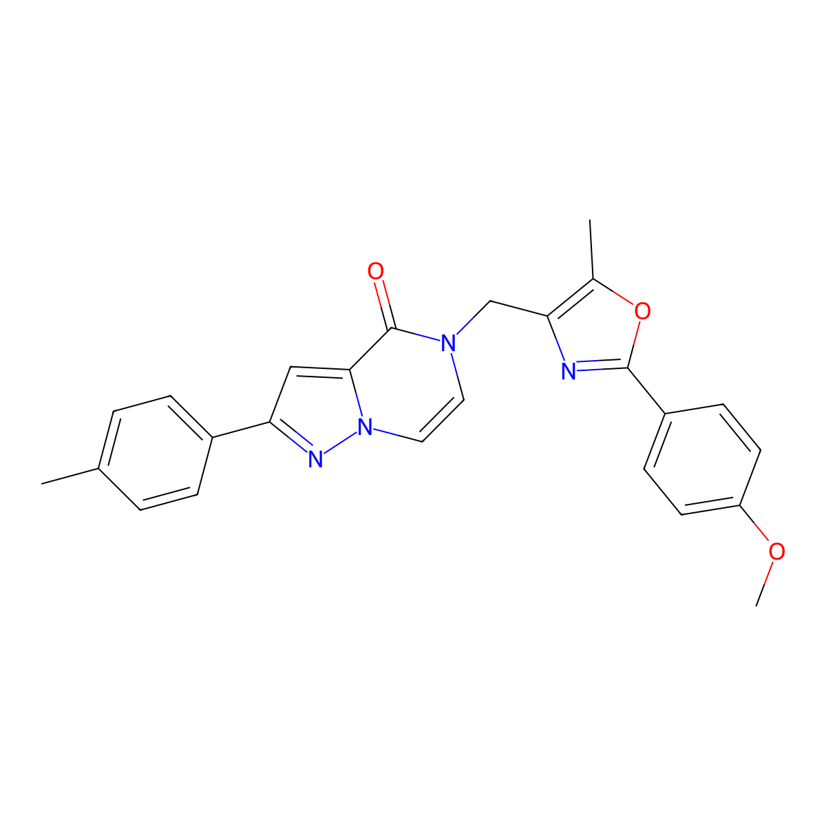 5-{[2-(4-methoxyphenyl)-5-methyl-1,3-oxazol-4-yl]methyl}-2-(4-methylphenyl)-4H,5H-pyrazolo[1,5-a]pyrazin-4-one molecular structure, CAS 1021261-47-1