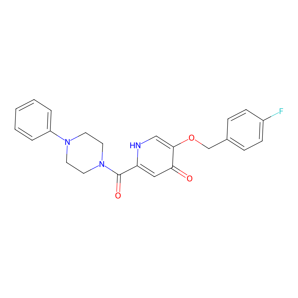 5-((4-fluorobenzyl)oxy)-2-(4-phenylpiperazine-1-carbonyl)pyridin-4(1H)-one molecular structure, CAS 1021261-49-3