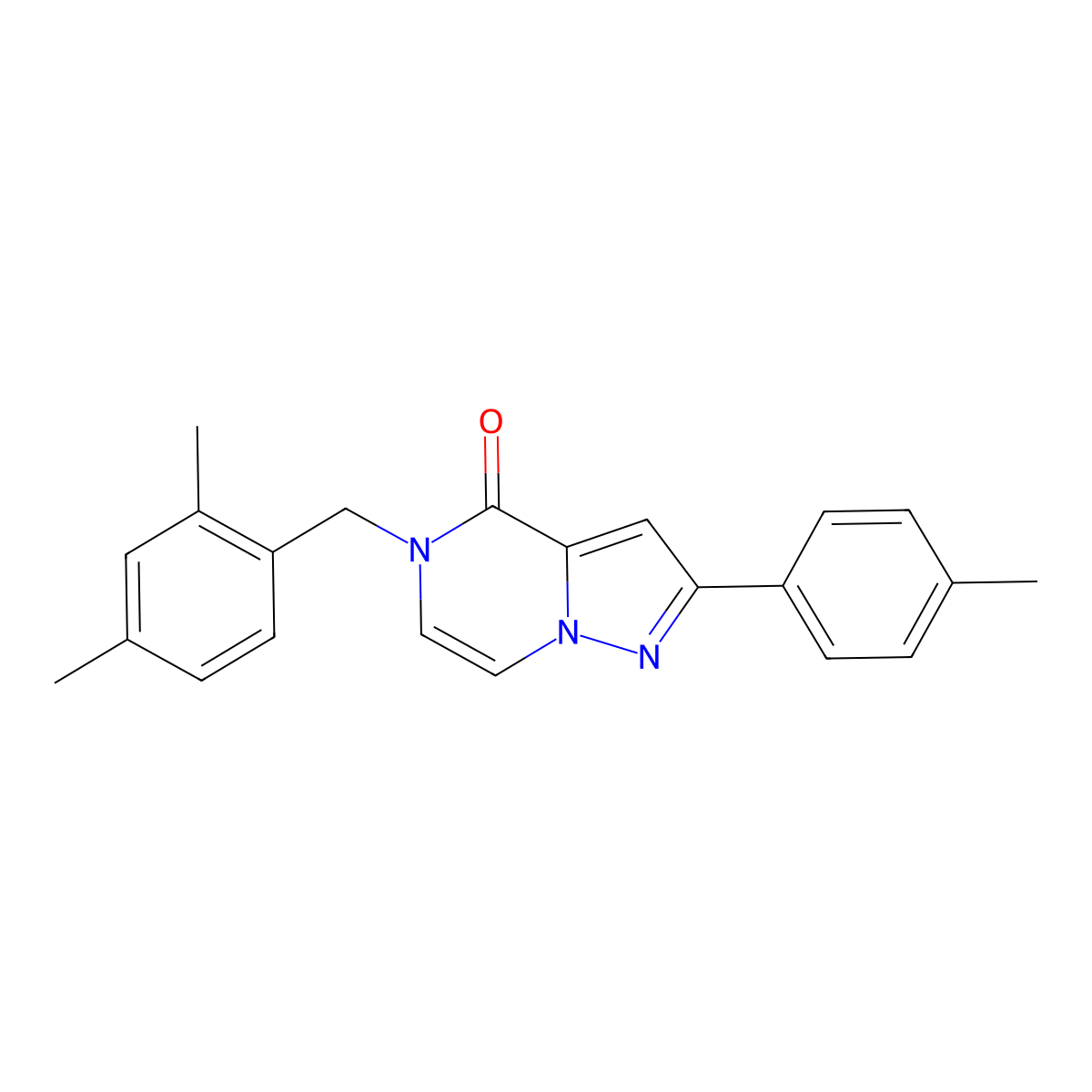5-[(2,4-dimethylphenyl)methyl]-2-(4-methylphenyl)-4H,5H-pyrazolo[1,5-a]pyrazin-4-one molecular structure, CAS 1021261-50-6