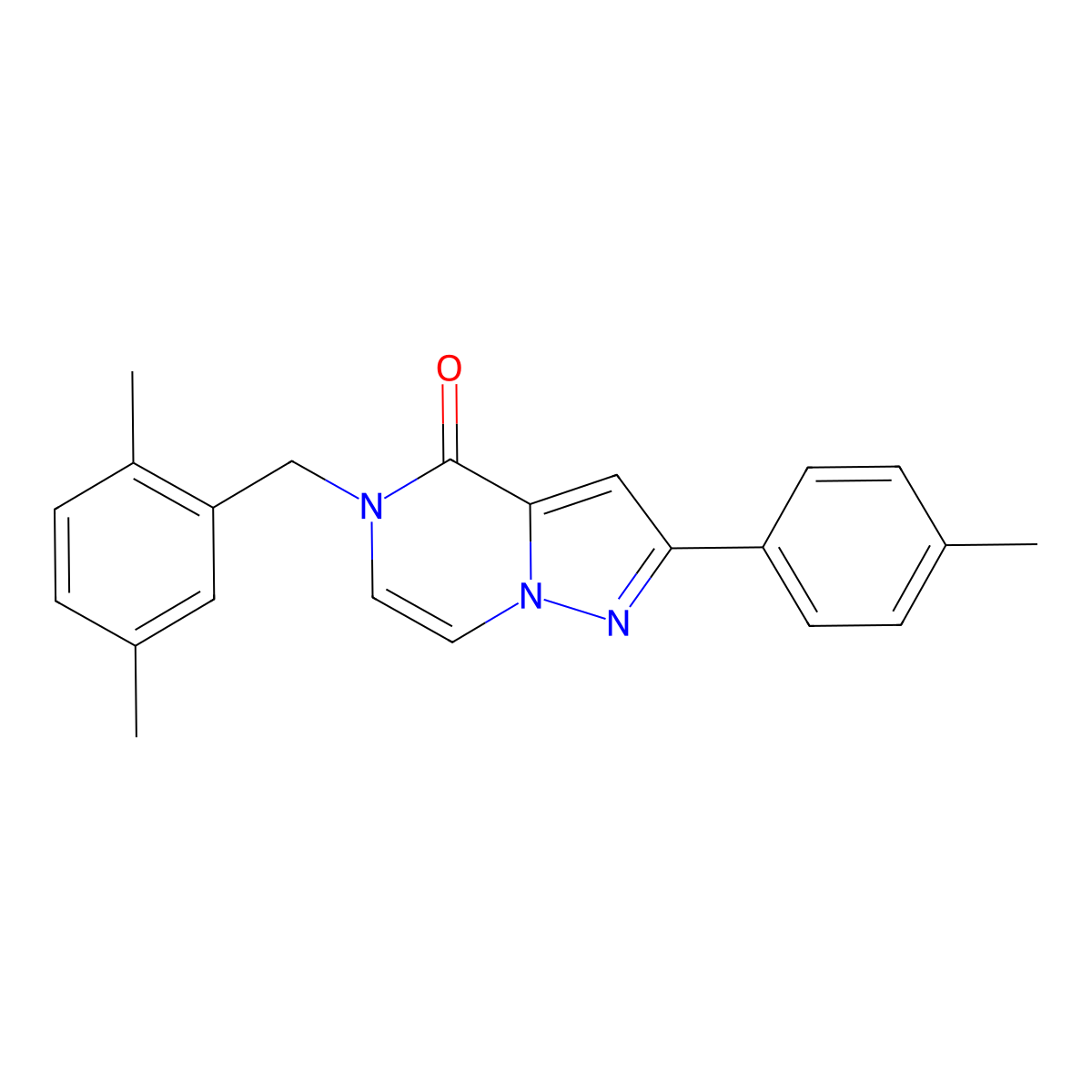 5-[(2,5-dimethylphenyl)methyl]-2-(4-methylphenyl)-4H,5H-pyrazolo[1,5-a]pyrazin-4-one molecular structure, CAS 1021261-53-9