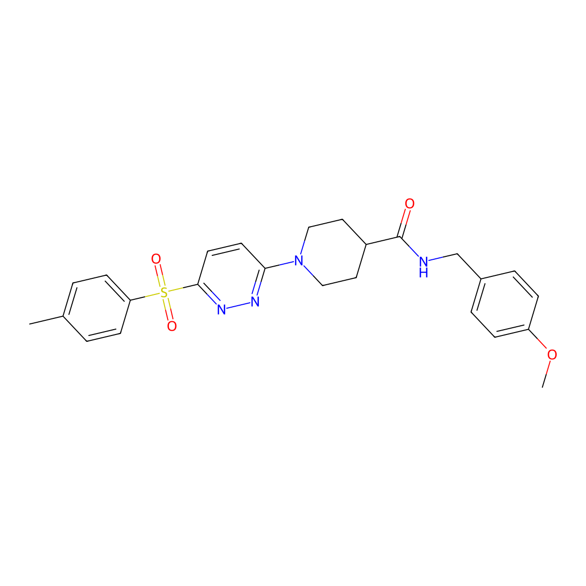 N-(4-methoxybenzyl)-1-(6-tosylpyridazin-3-yl)piperidine-4-carboxamide molecular structure, CAS 1021261-57-3