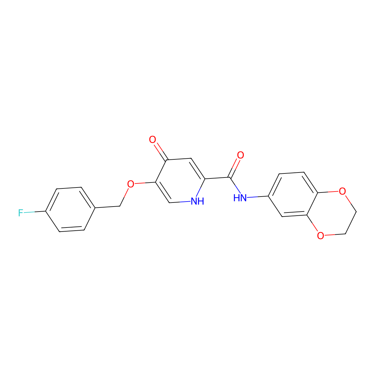N-(2,3-dihydrobenzo[b][1,4]dioxin-6-yl)-5-((4-fluorobenzyl)oxy)-4-oxo-1,4-dihydropyridine-2-carboxamide molecular structure, CAS 1021261-62-0