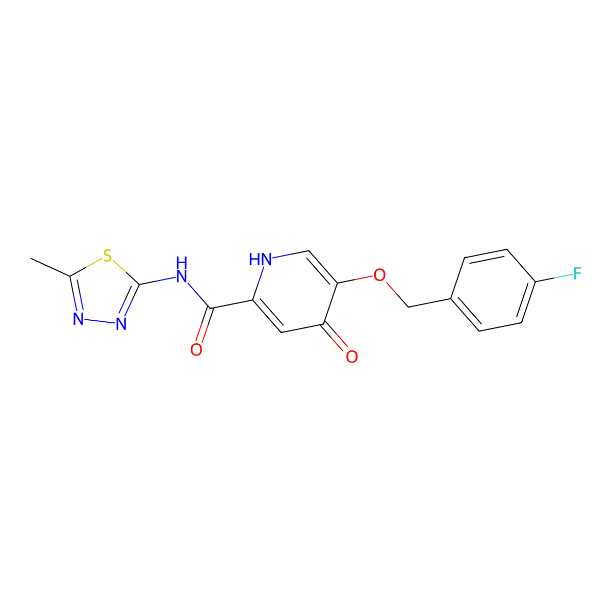 5-((4-fluorobenzyl)oxy)-N-(5-methyl-1,3,4-thiadiazol-2-yl)-4-oxo-1,4-dihydropyridine-2-carboxamide molecular structure, CAS 1021261-64-2