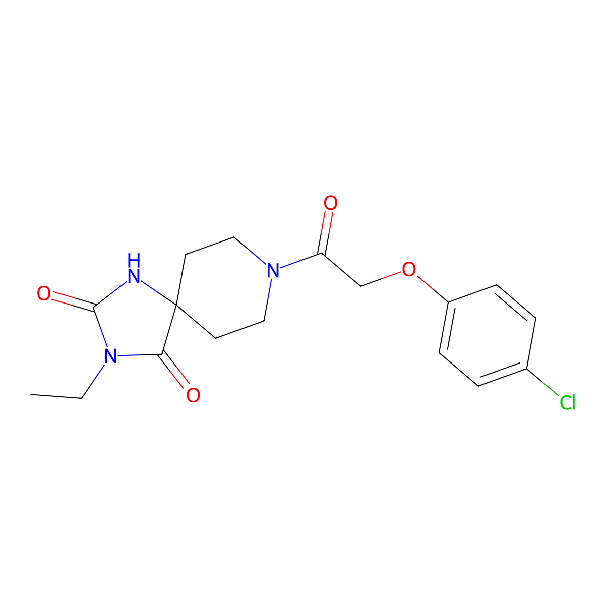 8-[2-(4-Chlorophenoxy)acetyl]-3-ethyl-1,3,8-triazaspiro[4.5]decane-2,4-dione molecular structure, CAS 1021261-66-4