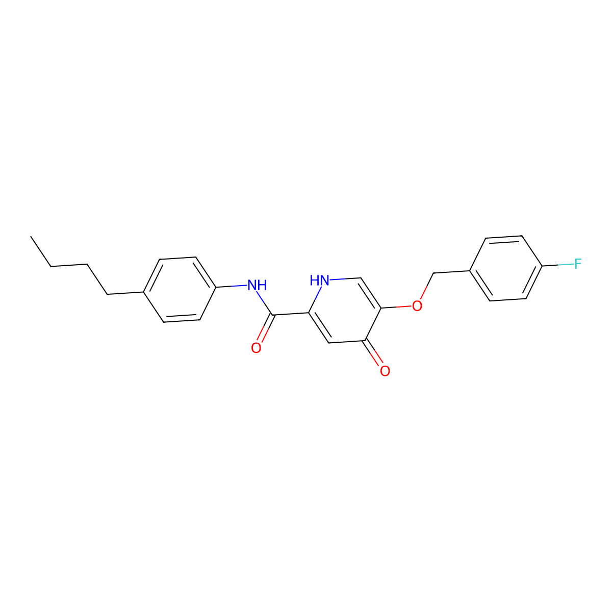 N-(4-butylphenyl)-5-((4-fluorobenzyl)oxy)-4-oxo-1,4-dihydropyridine-2-carboxamide molecular structure, CAS 1021261-75-5