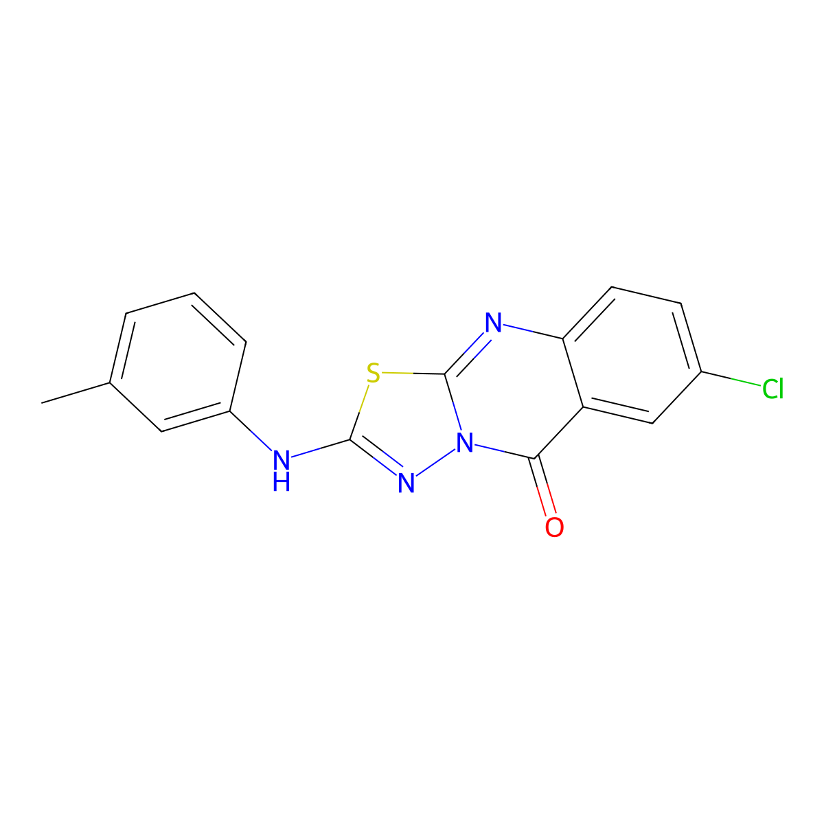 7-chloro-2-[(3-methylphenyl)amino]-5H-[1,3,4]thiadiazolo[2,3-b]quinazolin-5-one molecular structure, CAS 1021261-76-6