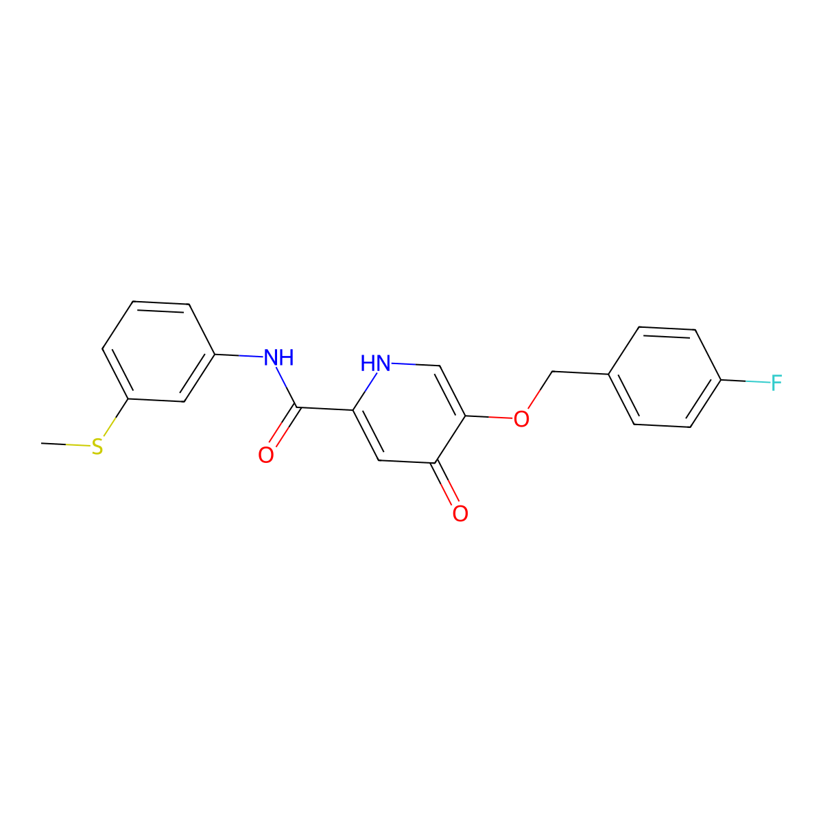 5-((4-fluorobenzyl)oxy)-N-(3-(methylthio)phenyl)-4-oxo-1,4-dihydropyridine-2-carboxamide molecular structure, CAS 1021261-80-2