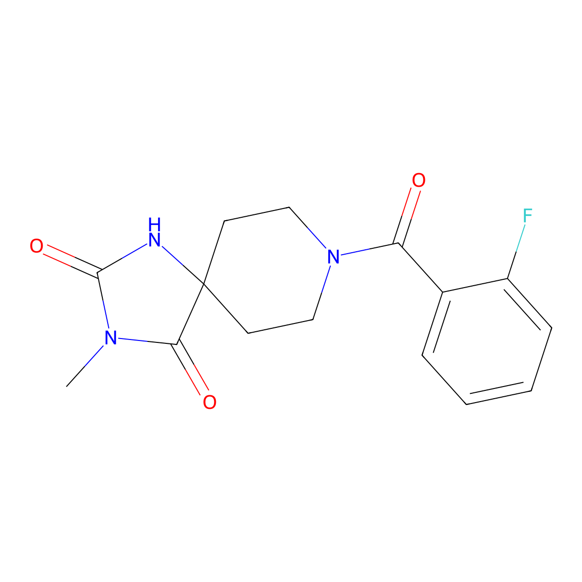 8-(2-Fluorobenzoyl)-3-methyl-1,3,8-triazaspiro[4.5]decane-2,4-dione molecular structure, CAS 1021261-88-0
