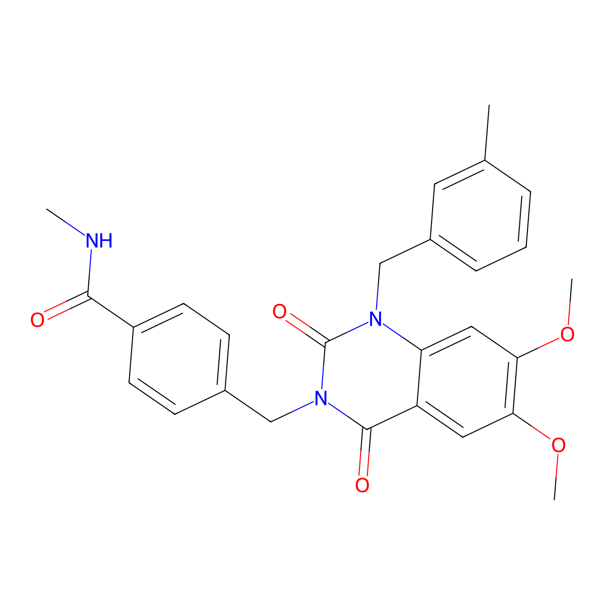 4-((6,7-dimethoxy-1-(3-methylbenzyl)-2,4-dioxo-1,2-dihydroquinazolin-3(4H)-yl)methyl)-N-methylbenzamide molecular structure, CAS 1021261-92-6