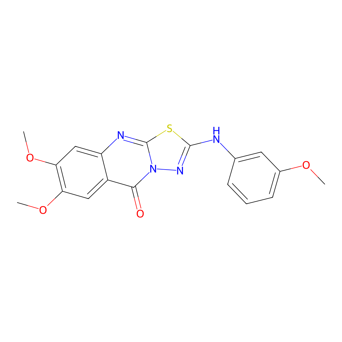 7,8-Dimethoxy-2-[(3-methoxyphenyl)amino]-5H-[1,3,4]thiadiazolo[2,3-B]quinazolin-5-one molecular structure, CAS 1021262-02-1