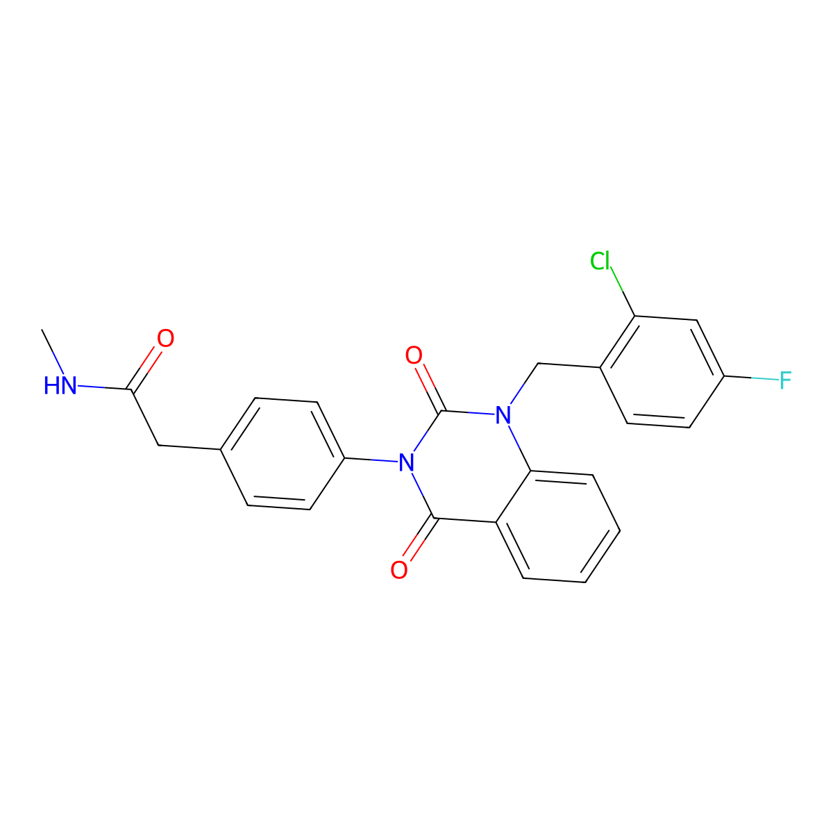 2-(4-(1-(2-chloro-4-fluorobenzyl)-2,4-dioxo-1,2-dihydroquinazolin-3(4H)-yl)phenyl)-N-methylacetamide molecular structure, CAS 1021262-07-6