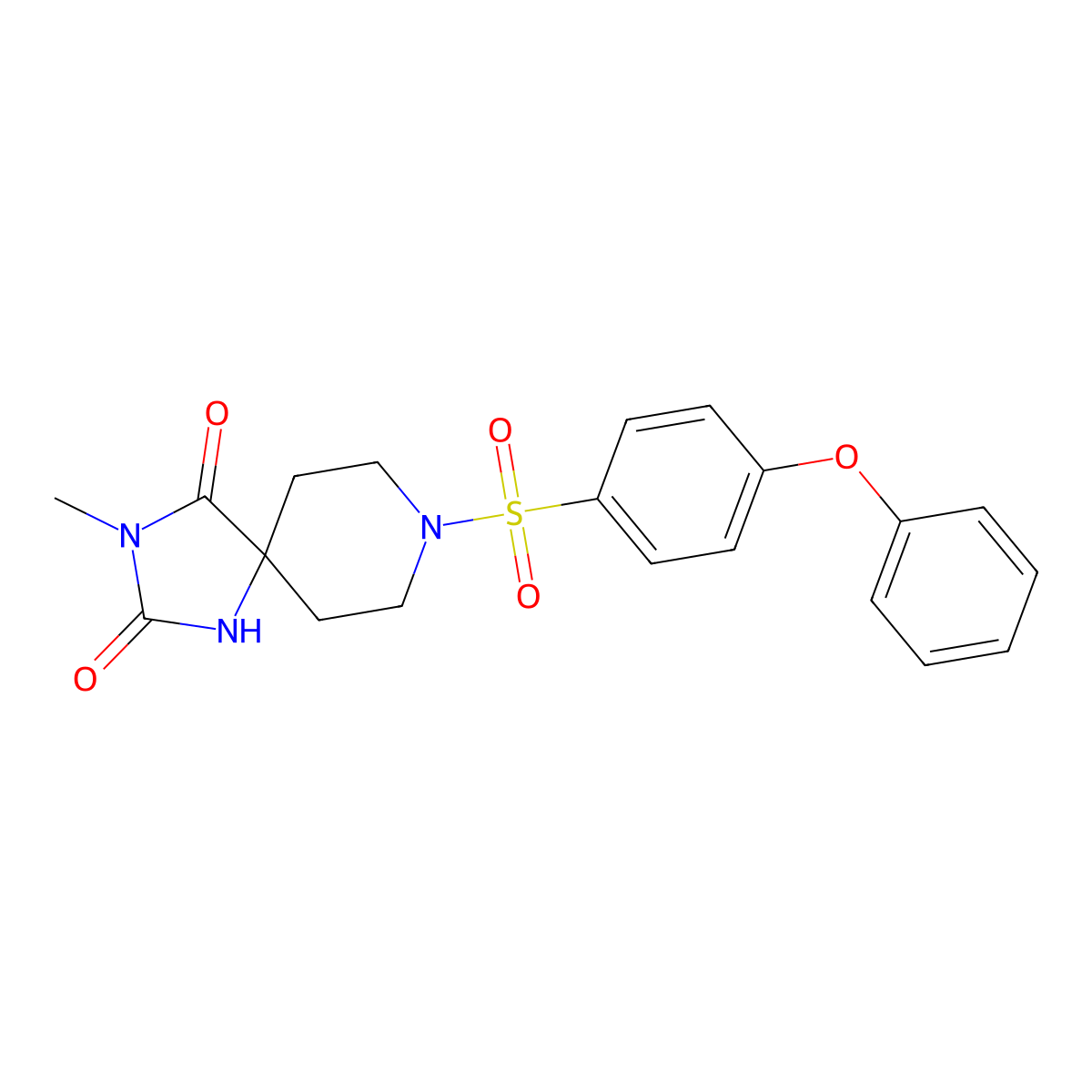 3-Methyl-8-((4-phenoxyphenyl)sulfonyl)-1,3,8-triazaspiro[4.5]decane-2,4-dione molecular structure, CAS 1021262-15-6