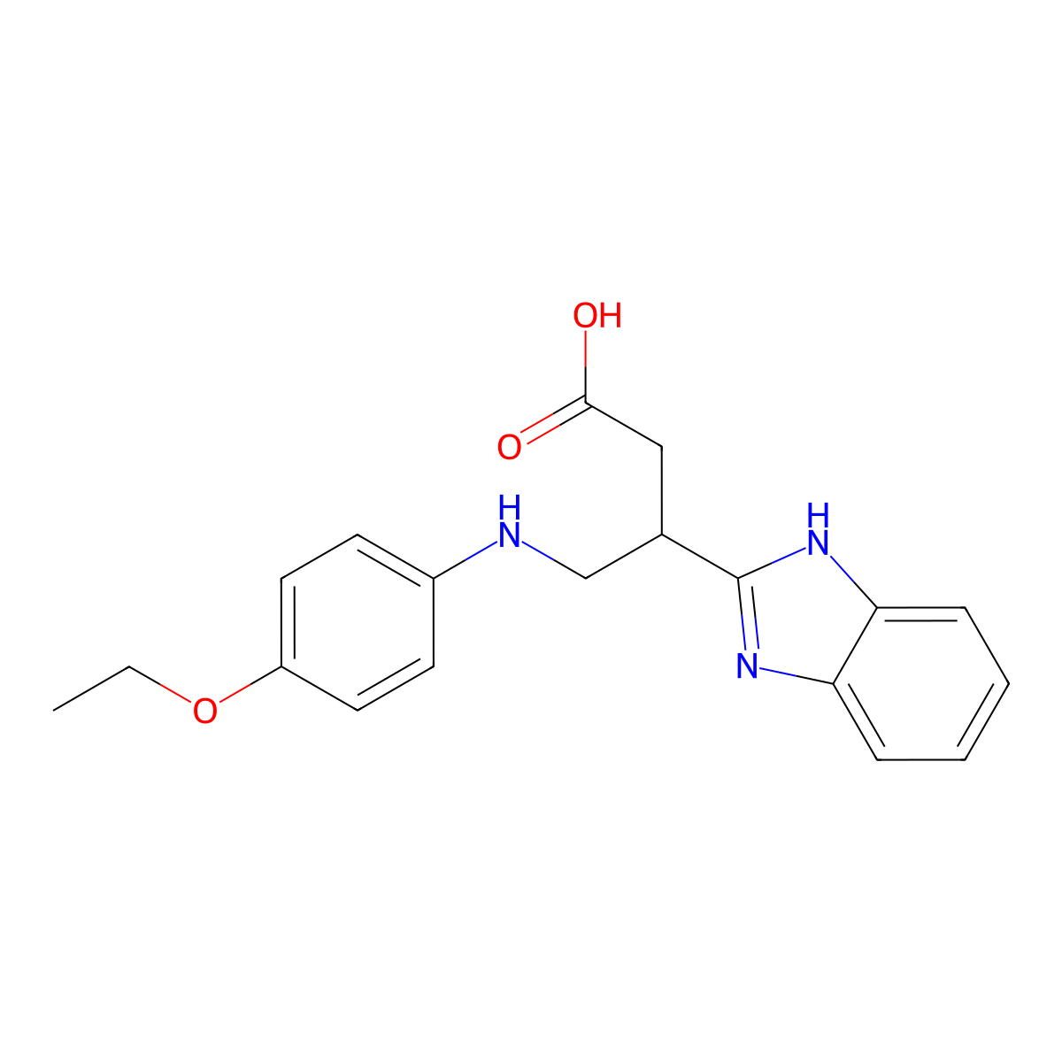 3-(1H-benzo[d]imidazol-2-yl)-4-((4-ethoxyphenyl)amino)butanoic acid molecular structure, CAS 1021262-16-7